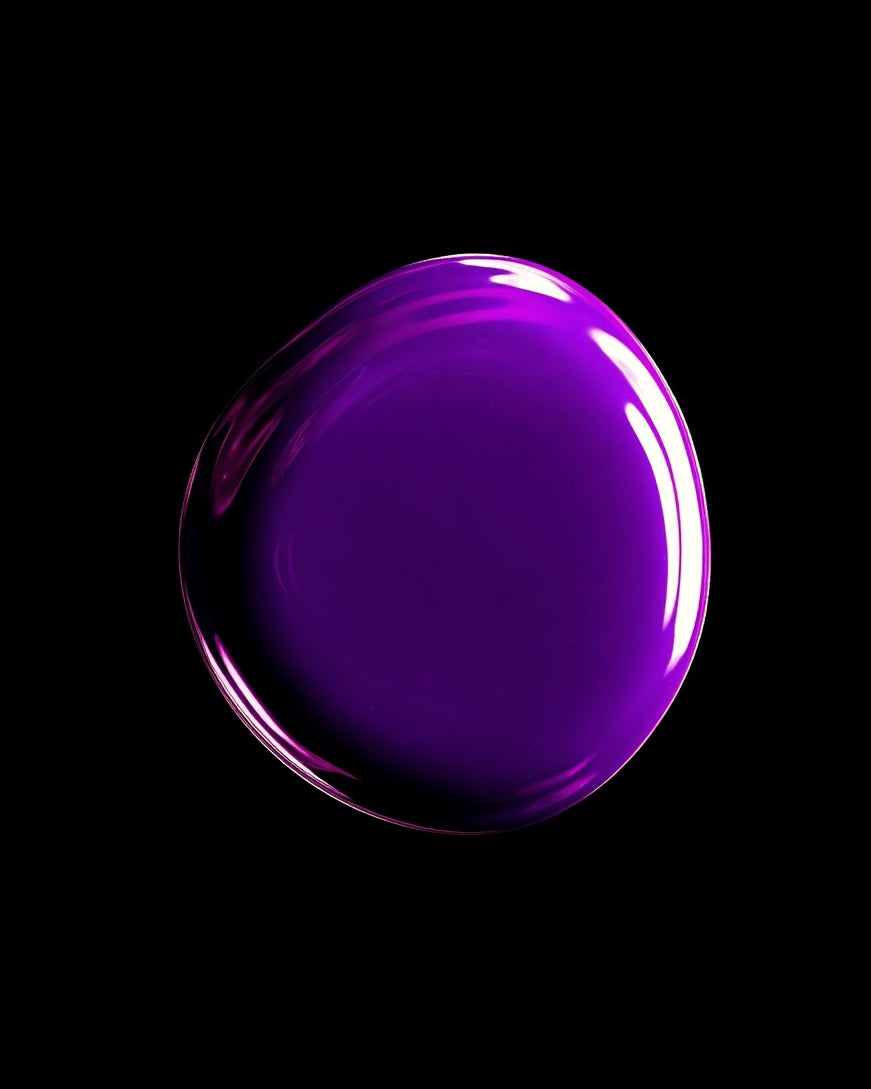 Shiny purple drop on a black background
