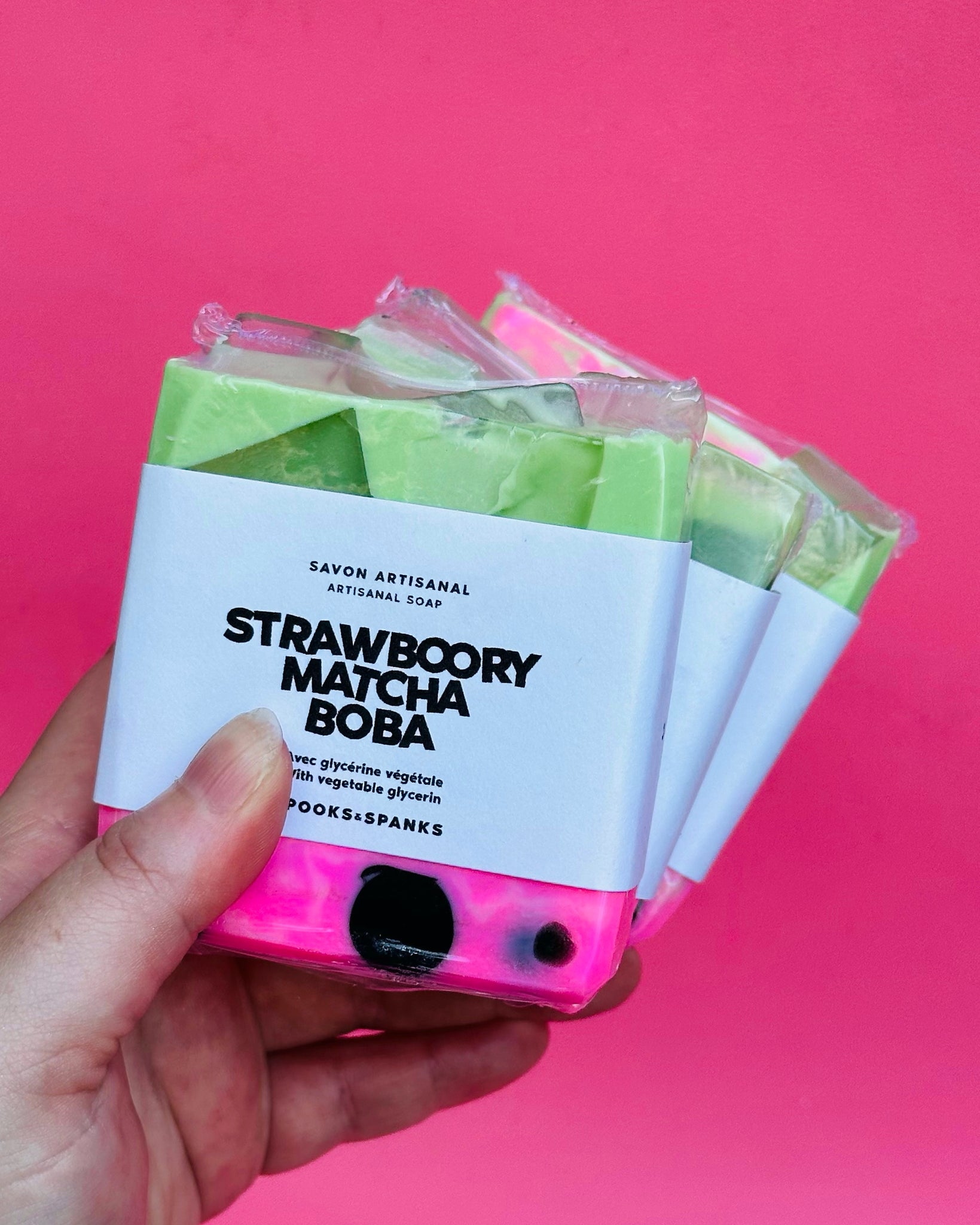 Strawboorry Matcha Boba Soap - Strawberry + Matcha