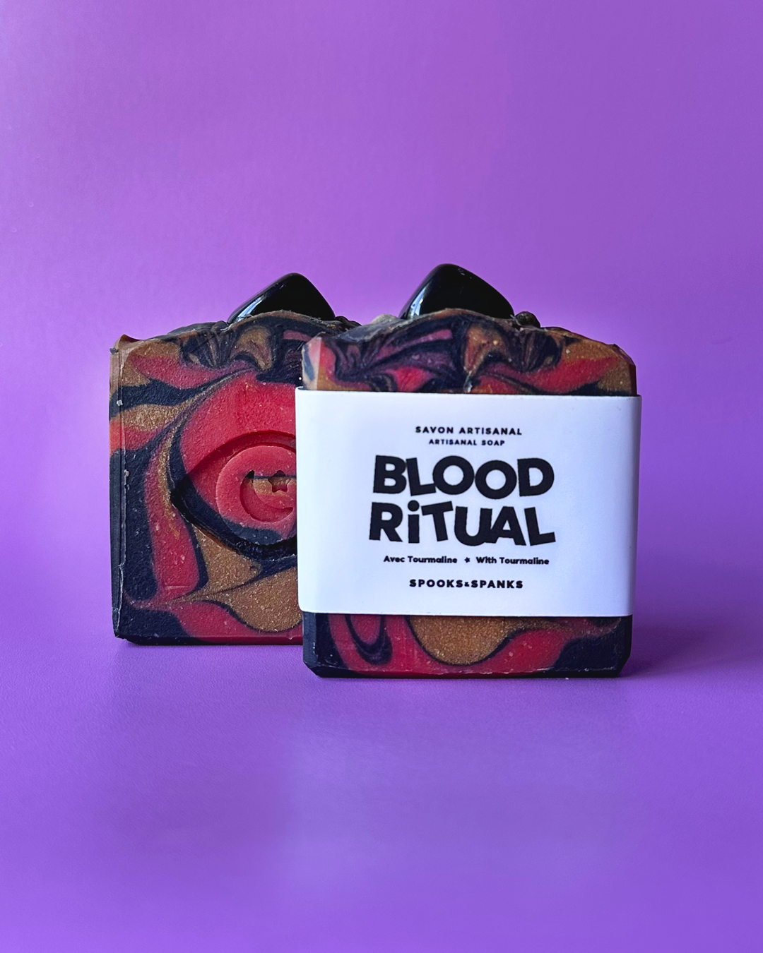 Blood Ritual soap bar with Tourmaline - Amber + Patchouli + Sandalwood + Vanilla