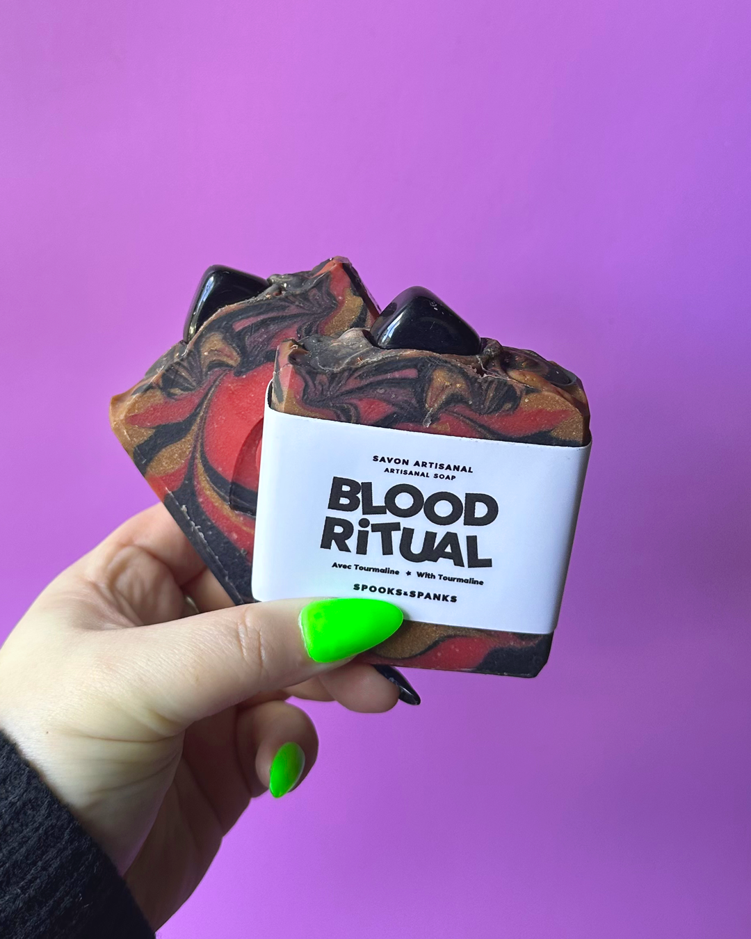 Blood Ritual soap bar with Tourmaline - Amber + Patchouli + Sandalwood + Vanilla