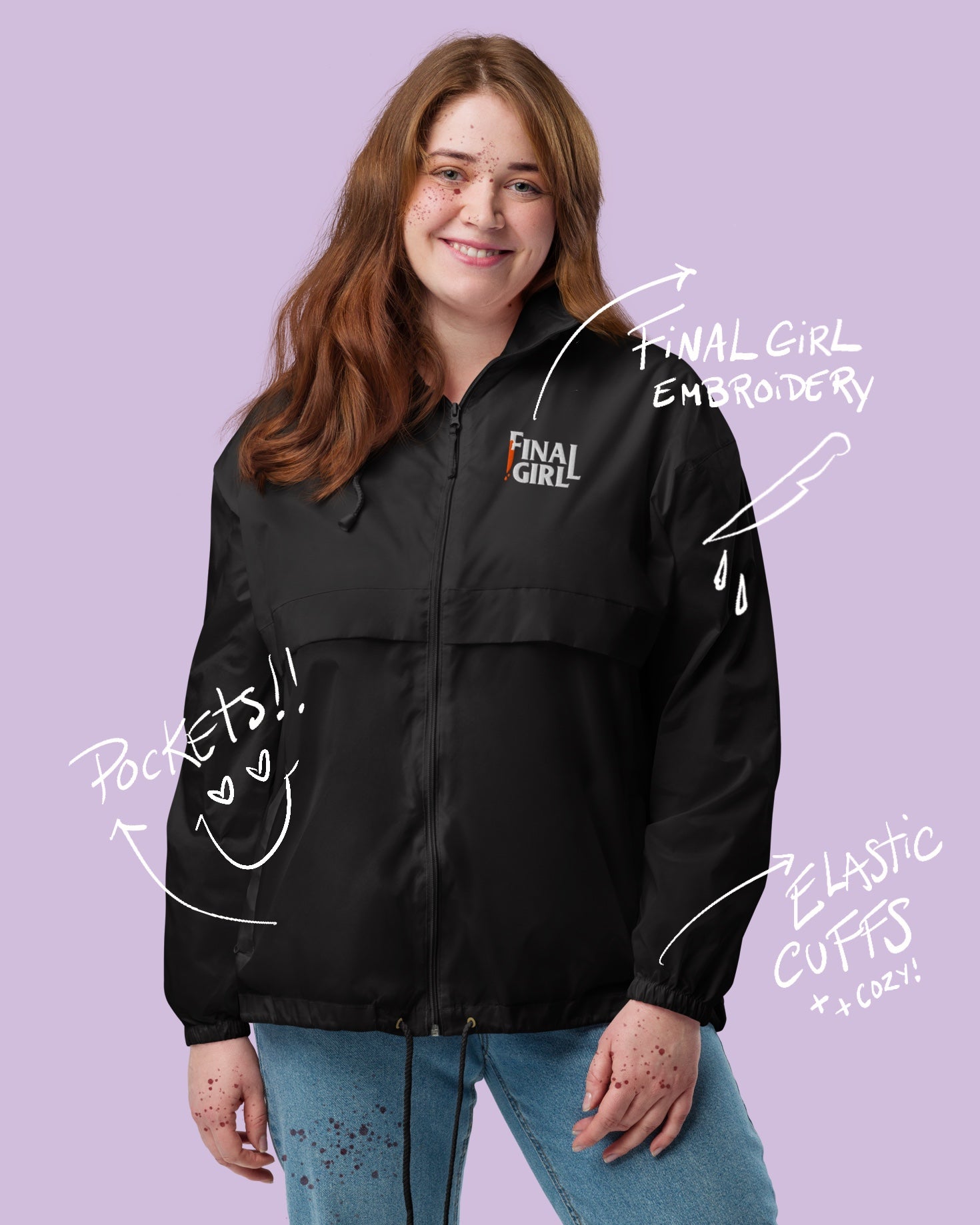 Final Girl unisex lightweight windbreaker + rain jacket