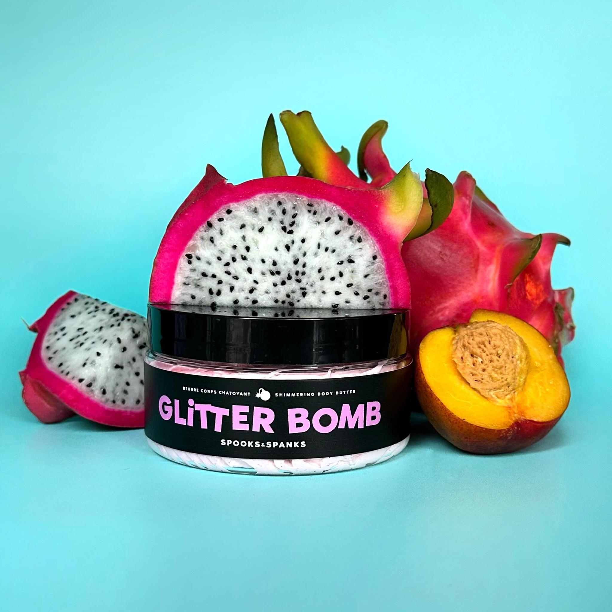 Glitter Bomb Dragonfruit + nectarine + jasmin Beurre corporel chatoyant