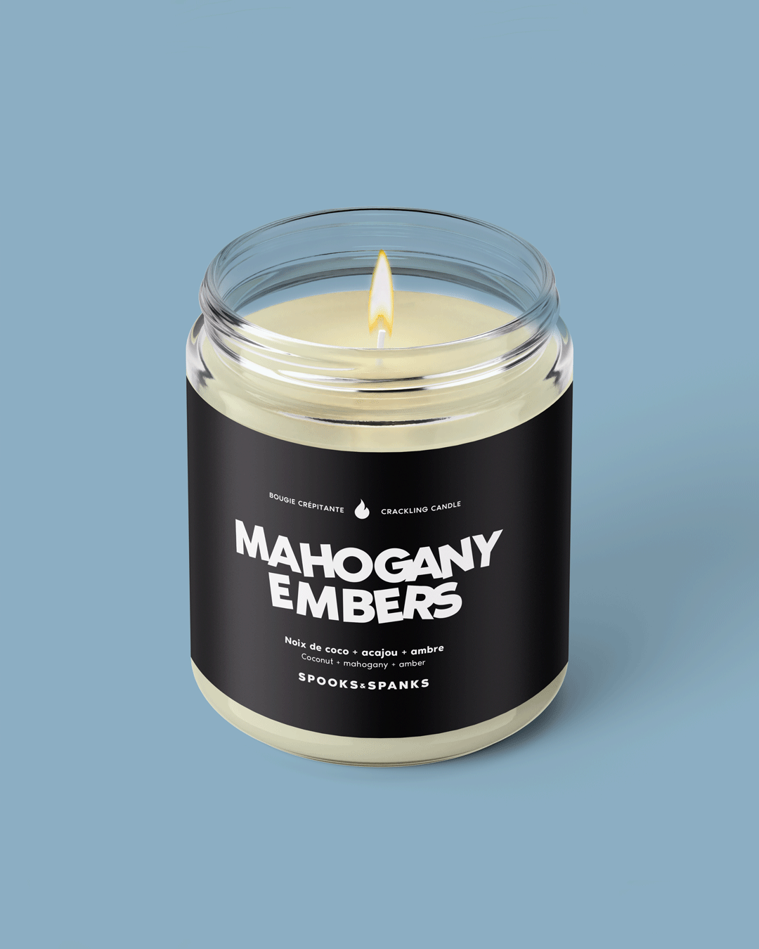 Mahogany Embers Crackling wick candle - coconut + mahogany + amber